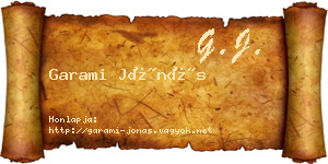 Garami Jónás névjegykártya